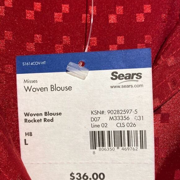 Covington Women's Red Textured Satin Stand Up Collar Woven Blouse Size Large NWT - Picture 11 of 11